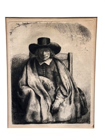 Rembrandt Van Rijn Etching "Clement de Jonghe" 1651 Print and Map Maker