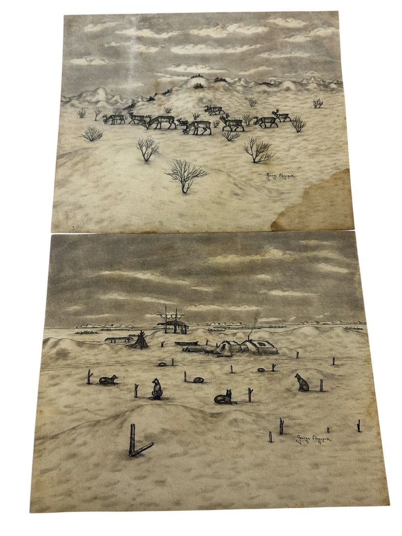 (2) Original Pen and Ink Drawings George Ahgupuk (Alaska 1911-2001) (1 of 6)