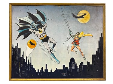 Batman and Robin Lithograph Davco Pilgrim Wood Products 1966