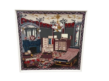 Louis Vuitton Silk Scarf "Home Sweet Home" Framed