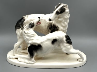Goldscheider Austria Borzoi Dogs Porcelain Figurine