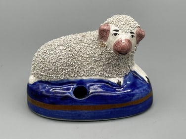 Staffordshire English Sheep Porcelain Inkwell