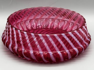 Northwood Glass Cranberry Opalescent Swirl Bowl