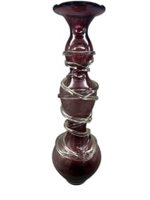 Artisan Hand Blown Amethyst Glass Vase