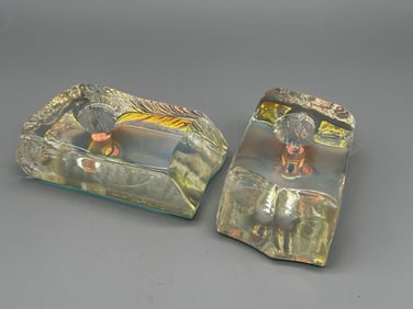 Pair Mid Century Modern Glass Candlesticks