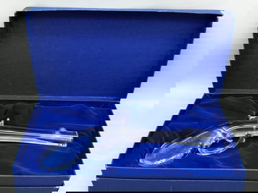 Val St. Lambert Glass Flintlock Pistol in Box