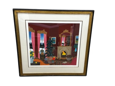 Thomas McKnight Artist Proof Serigraph "Christmas in Connecticut" Matted and Framed