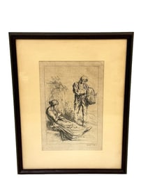 Francois Boucher (1703-1770) Etching "Pastoral Figures"