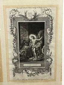 Engraving "Thomas Unbelief" Engraved For Ostervald's Bible Printed M. Brown 18th Century