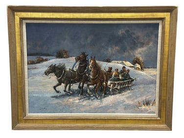 Troika Oil Painting Winter Scene Signed Ivan Kosack