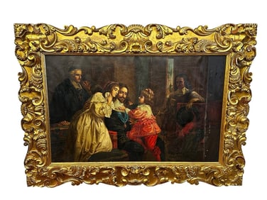 Oil on Canvas "Charles I Bidding Farewell to His Sons Before Execution" Reproduction 1889