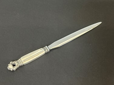Georg Jensen Denmark Sterling Silver Handled Acorn Letter Opener