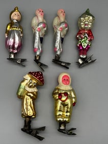 (6) Russian Glass Clip-On Ornaments