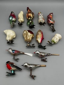 (13) Glass Animal and Other Clip-On Ornaments