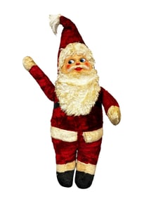 Vintage Plush Santa Claus With Hard Plastic Face 1950's