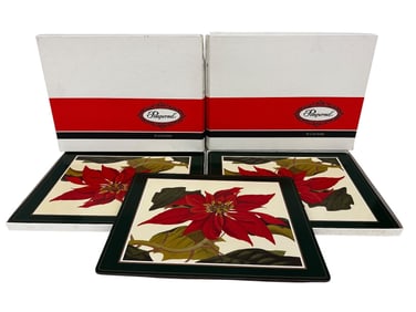 (8) Pimpernel Cork Backed Poinsettia Place Mats In OB's