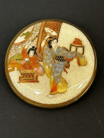 Meiji Period Royal Satsuma Porcelain Brooch