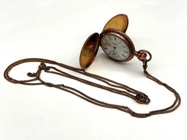1895 Elgin 7 Jewels Gold Filled Pocket Watch With Watch Fob Chain