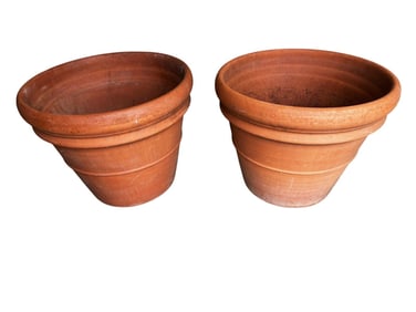 Pair Monumental Terra Cotta Planters