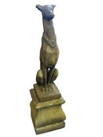 Cast Cement Greyhound Dog Sculpture