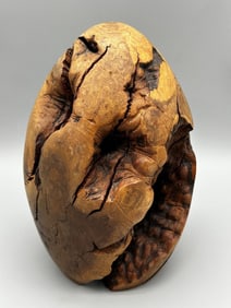 Manzanita Burl Wood Carved Egg Signed M. Conteze