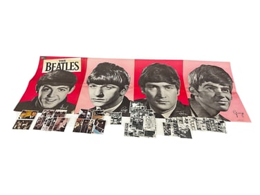 1964 Dell Beatles Banner Poster and Beatles Trading Cards