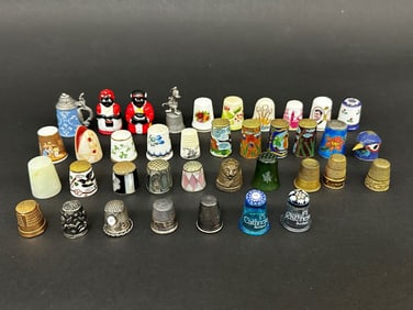 (38) Thimbles: Sterling Silver, Cloissone, Cathness Millefiori, Others