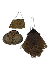 (3) Embroidered and Beaded Ladies Purses