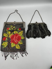 (2) Hand Beaded Ladies Purse