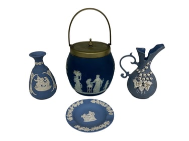 (3) Pieces Wedgwood, (1) Lefton Jasper Ware