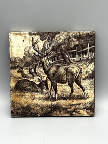 Minton's China Works Stoke on Trent Tile Deer Scene