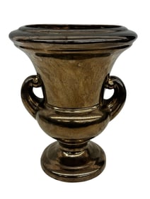 Haeger Floral Bronzed Handled Urn Vase