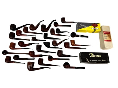 (29) Smoking Pipes and 3 Empty Boxes; Hallmark Sterling Neck, GBD, Kay Woodie, Stanwell, Many Others