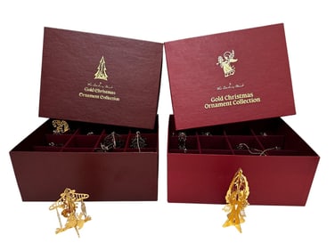 (3) Sets 1984, 1985 Gold Christmas Ornament Collection (12) Each NIB