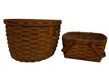 (2) Vintage Longaberger Baskets; Apple, Large Basket