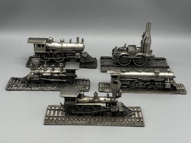 (5) Danbury Mint Pewter Train Displays