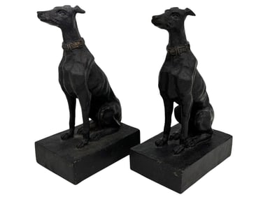 Pair Bronze Greyhound Dogs Bookends