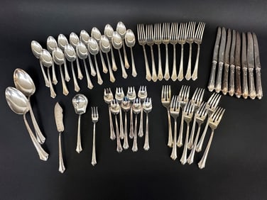 Gorham Silver Plate Flatware Set "Lady Caroline" Service for 8 & Extras