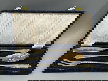 Silva Potters Sheffield (3) Piece Silver Plate Fruit/Cheese Flatware Group OB