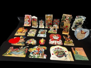 (22) Vintage Turn of the Century Valentines; Mechanical, Stand-Ups