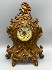 Golden Novelty Mfg. Co. Bronze Figural Table Clock