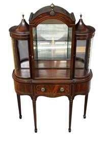 Weiman American Mahogany Curved Curio Cabinet