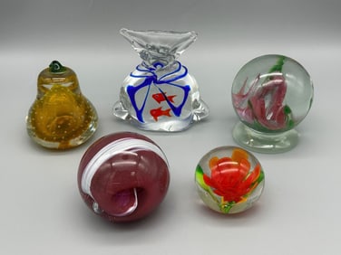 (5) Glass Paperweights