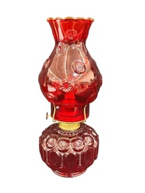 L.E. Smith Glass Moon and Stars Ruby Red Oil Lamp