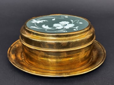 Villeroy and Boch Lidded Brass Powder Jar With Underplate