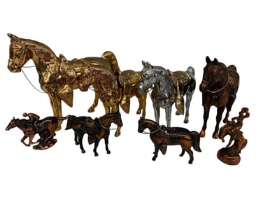 Group of Brass and Copper Horse Figurines