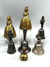 (7) Figural Brass & Silver Plate Bells; Reed and Barton, Others