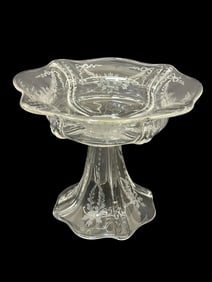 Steuben Glass Etched Open Compote