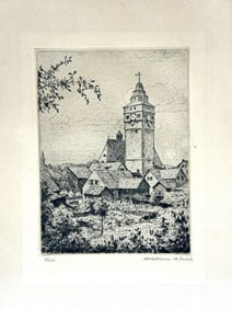 Weisser Turm "White Tower" Germany Etching
