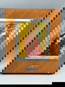 Henri de Toulouse-Lautrec Enamel Copy Plaque: Henri de Toulouse-Lautrec Enamel Copy Plaque: "Girl in a Fur" Mademoiselle Jeanne Fontaine, measures 8 x 9.5".